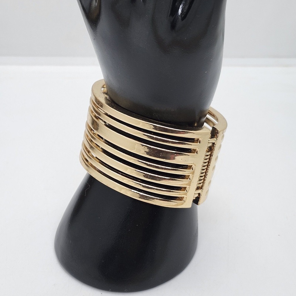 Multi-Layered Gold Tone Cuff Bangle Bracelet